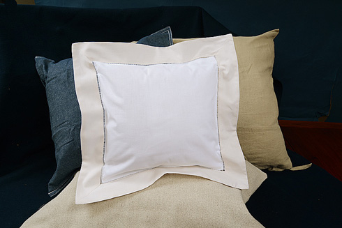 Hemstitch Baby Square Pillow 12x12" with Coconut Milk border